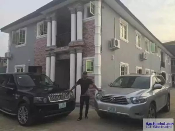 Nigerian football star builds new houses & buys a Range Rover (photos)